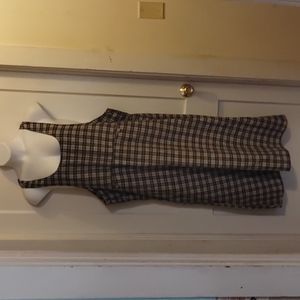 Center Aisle Plus Long Checkered Print Bib-Type Sleeveless Dress - Plus Size 3X